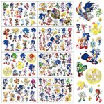 Sonic Tattoos Birthday Party Favors Decoration Supplies Gift for Kids 8 Cute Sheets Tattoos Stickers Temporary Tattoos for Classroom School Prize