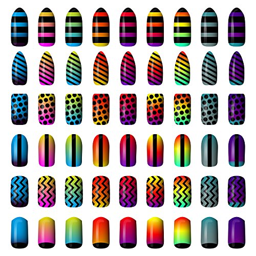 1275 pieces, 49 nail art designs, stencils, French tip guides, stickers, form fringe guides, vinyl, 36 sheets