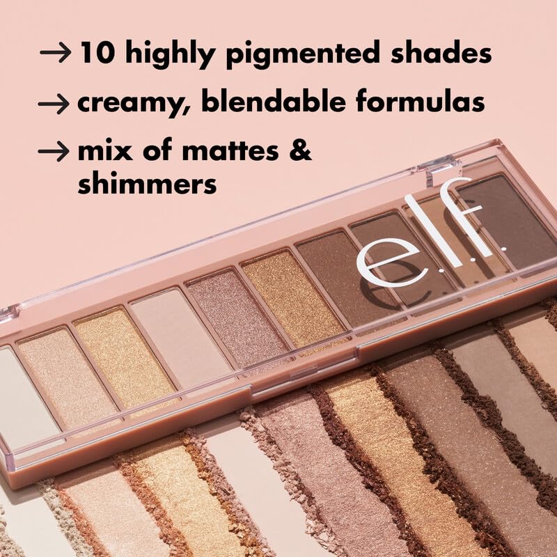 e.l.f. Perfect 10 Eyeshadow Palette, Ten Ultra-pigmented Nude, Matte Shades, Blendable Formula, Vegan & Cruelty-free, Nude Mood (Packaging May Va