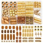 Hair Jewelry for Braids, 124 Pcs Gold Hair Beads Coils Dreadlocks Accessories Metal Jewelry Aluminum Hair Cuffs Decoration Imitation Wood Hair Ch