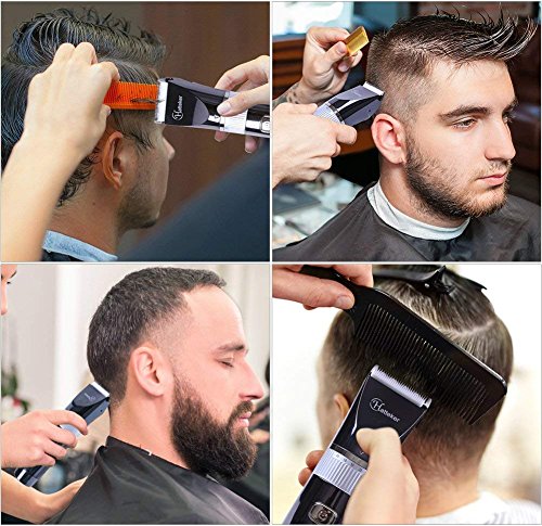 Hatteker Professional Hair Clipper Cordless Clippers Hair Trimmer Beard Shaver Electric Haircut Kit Ceramic Blade Waterproof Rechargeable Battery