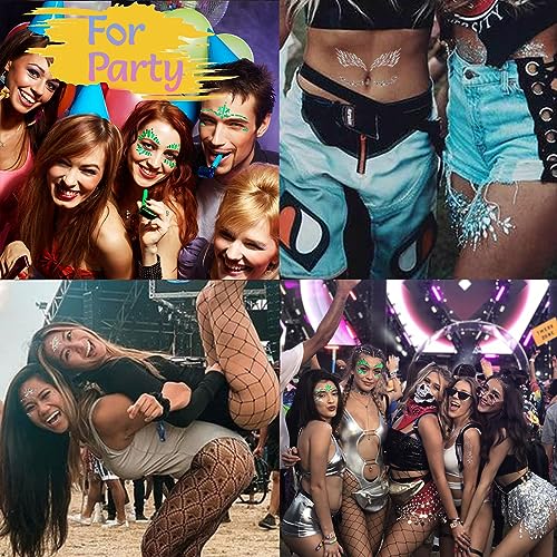 Face Gems For Festivals 8 Pcs Face Jewels Self-Adhesive Glitter Tattoo Sticker For Festivals,Parties,Carnivals Festival Accessories