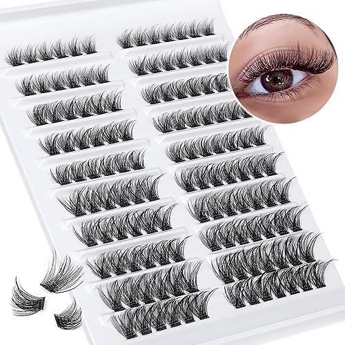 Individual Lashes Wispy Cluster Lashes D Curl Eyelashes Individual Fluffy Cluster Eyelash Extensions 11-16MM Fluffy Mink Lash Clusters DIY at Hom