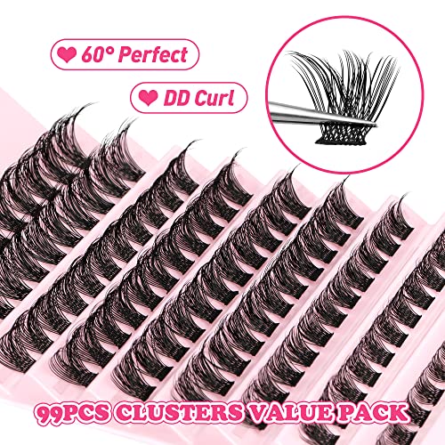 Lash Clusters 108Pcs DIY Eyelash Extenisons Natural Look Wispy Clusters Lashes 8-16MM D Curl Individual Lashes DIY at Home Wispy Fluffy Lash Exte
