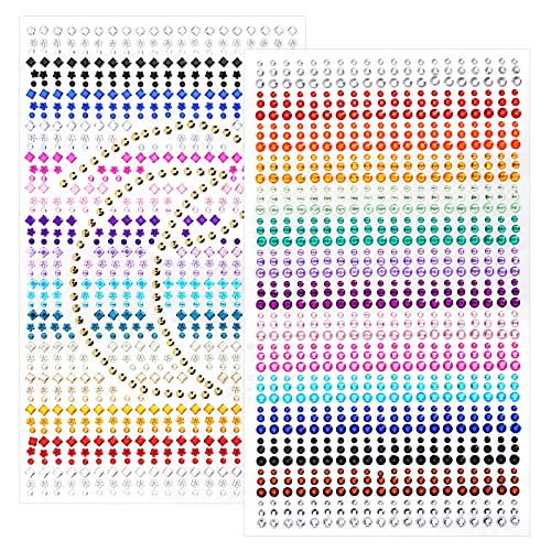 URAQT Face Gems Glitter, 12 Sheets Face Gems Mermaid Jewels Rhinestones Stickers Set, Self-adhesive Crystal Rainbow Tears Gem Stones Stickers Eye