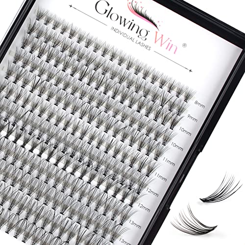 Glowingwin Individual Lashes Cluster Lashes 120 PCS Natural Look False Eyelashes Individual Soft DIY Lash Extensions At Home(20D Mix8-14mm 0.07C