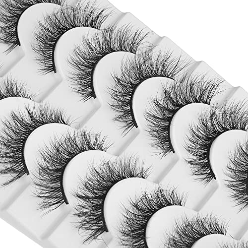 JIMIRE False Lashes Natural Cat Eye Faux Mink Lashes Pack 12MM Short Small Fake Eyelashes 10 Pairs