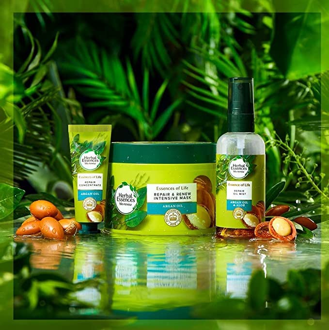 Herbal Essences Argan Oil Hair Mask, Hair Treatment With Argan Oil For Dry Damaged hair, Repair & Renew, Cruelty-Free and Vegan Deep Conditioning