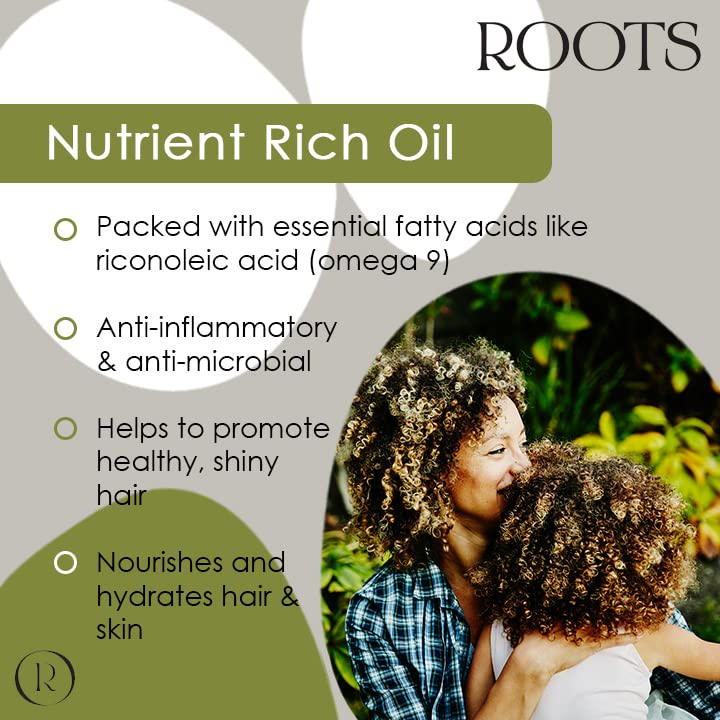 Roots Organic Castor Oil. Suitable for Vegans & Cruelty Free. Full of Essential Fatty acids with Anti-inflammatory Properties. Nourishes Skin and