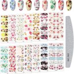 Kalolary Full Wraps Nail Polish Stickers, 14 Sheets Flowers Nail Stickers Decals Nail Design Stickers Colorful Flower Print Self-Adhesive with Na