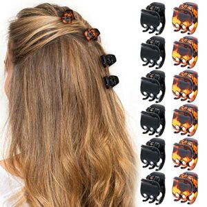 WLLHYF 12 Pcs 1.5 CM Mini Small Hair Claw Clips for Women Girls, Plastic Jaw Clamps Clips Non-Slip Tiny Multifunction Hair Claws Hair Styling Acc