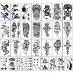 Temporary Tattoos Stickers,30 Sheets Black Temporary Tattoo Stickers,3D Realistic Tattoo Stickers for Adult Women Men Kids,waterproof and Long La