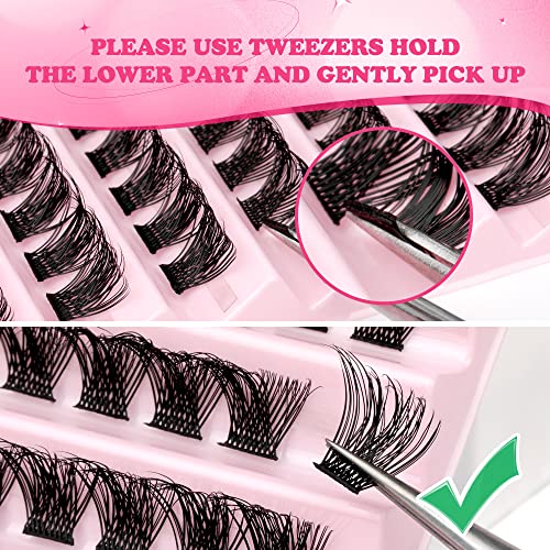 Lash Clusters 108Pcs DIY Eyelash Extenisons Natural Look Wispy Clusters Lashes 8-16MM D Curl Individual Lashes DIY at Home Wispy Fluffy Lash Exte