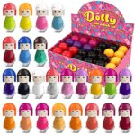 Dolly Nail Polish Set 24 Modern Colours Doll-Shaped Bottles Non-Toxic Strawberry Scented Water-based Peel-Off (Set B)