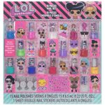L.O.L Surprise! Townley Girl Non-Toxic Water Based Peel-Off Nail Polish Set for Girls, Glittery & Opaque Colors, with Toe Spacers and Nail Sticke