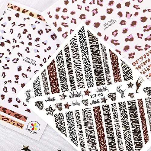 Leopard Print Nail Art Decals Stickers, EBANKU Leopard Print Design Nail Sticker Self-Adhesive Nail Sticker Supplies for Women Girls Nails Decor