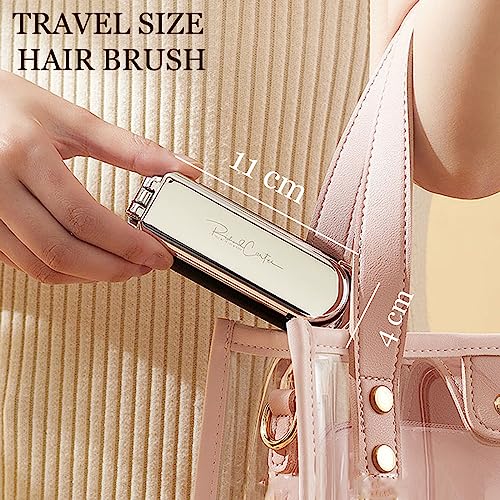 Hair Brush, Detangling Hairbrush With Mirror Travel Mini Small Paddle Brush Folding Hair Comb For Thick Curly Thin Long Short Wet Dry Hair Mens W