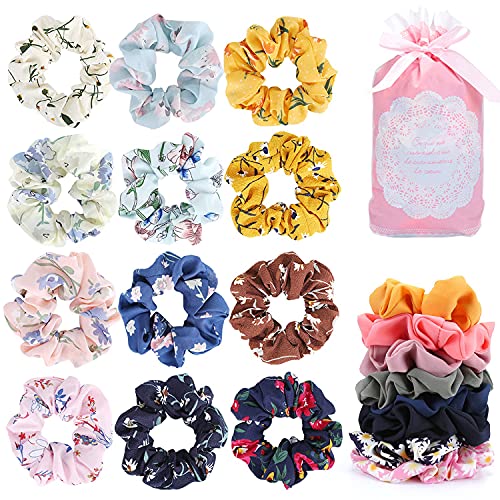 Hair Scrunchies for Girls, MOSOTECH 20Pcs Chiffon Elastic Hair Bands Hair Ties Set, Colorful Ponytail Holder Hair Accessories for Women Girls