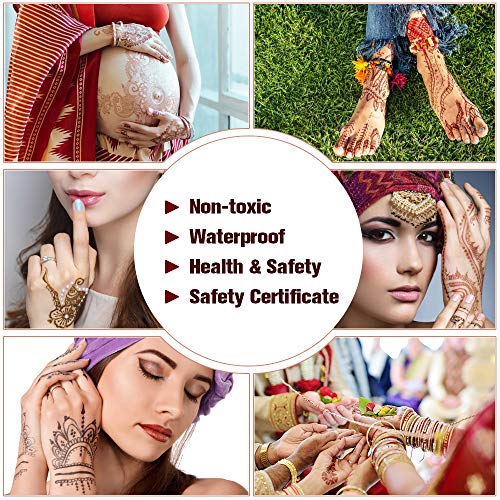 Lictin Temporary Tattoo Kit, Temporary Art Tattoos 6 PCS Temporary Tattoo Paste Cone with 4 Plastic Nozzles and 2 PCS Temporary Tattoos Stencils