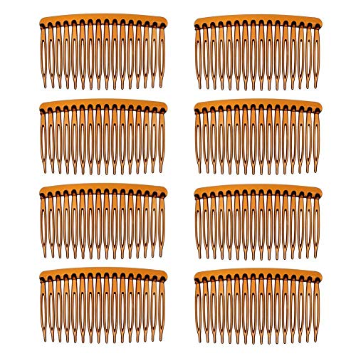 DaricowathX 8 Pieces Hair Combs, 8.5 cm Hair Side Comb Set Slides Tortoise Plain Hair Combs Clear Plain Hair Combs Side Combs Hair Combs(Coffee)