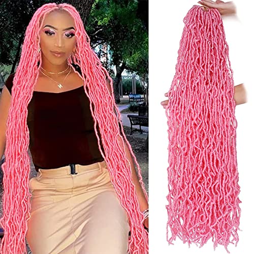 Leeven 30 Inch Distressed Faux Locs 6 Packs Long Butterfly Faux Locs Crochet Hair Synthetic Crochet Braids Pre-looped Soft Locs Crochet Locs Hair