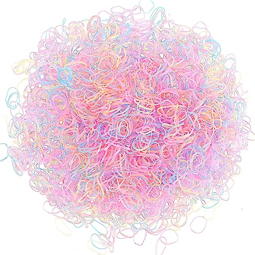 Lusofie 2500Pcs Clear Hair Elastic Bands Small Clear Elastic Hair Bands Soft Baby Elastic Hair Ties Hair Bands for Girls, Kids, Braids Hair, Wedd
