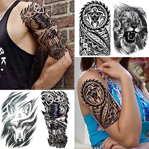 LAROI 50 Sheets Animals Black Temporary Tattoos For Men Adults Tribal Ealge Dragon Fake Small Temporary Tattoos For Women Neck Arm Thigh Flower T