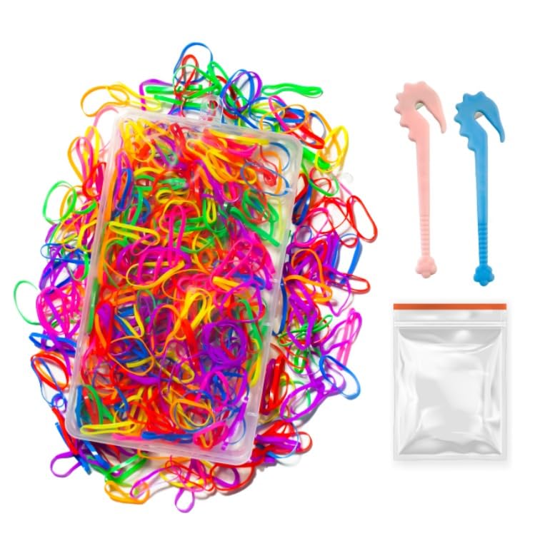 Bellure 1000 Pcs Clear Small Elastic Hair Bands, 2 pcs Elastic Rubber Hair Band Remover Cutter, Mini/Tiny Clear Hair Elastics Bands/Ties, Hair Bo