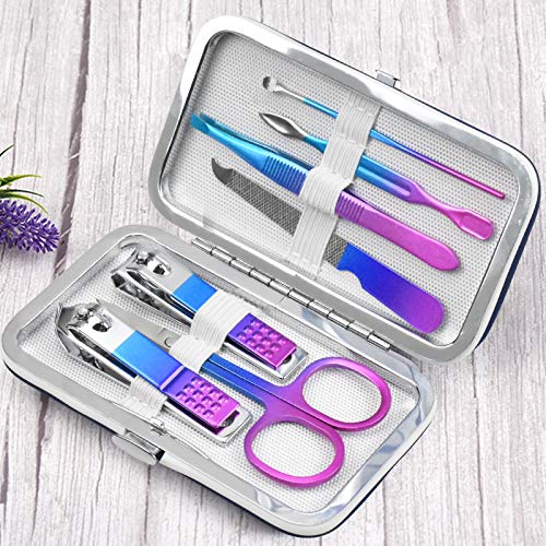 Manicure Set 7 pcs Pedicure Kit Professional Fashion Stainless Steel Nail Clippers Nails Cuticle Remover Toenail Cutter Grooming Tools for Girls