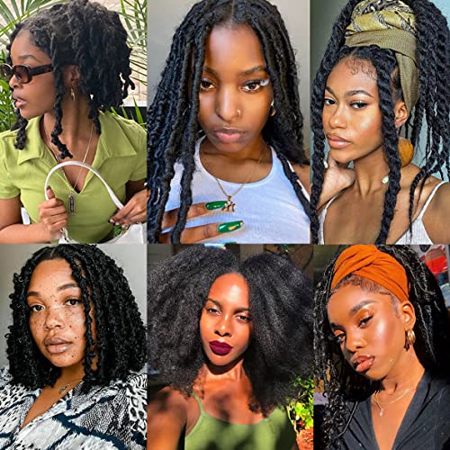 Leeven 16 Inch Pre Separated Springy Twist Hair for Afro Marley Locs 8 Packs Pre-Fluffed Popping Spring Twist Crochet Hair for Distressed Locs Af