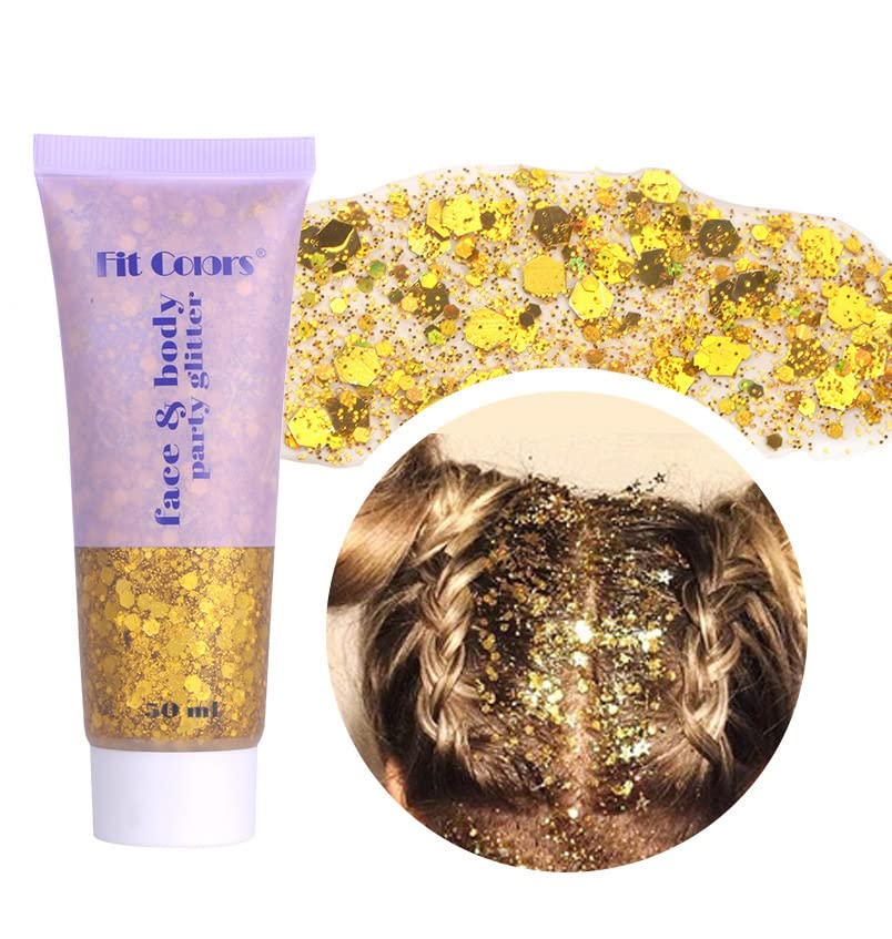 Body Glitter Gel, 50ML Face Glitters Body Gel Sequins Shimmer Liquid Eyeshadow, Mermaid Sequins Liquid Holographic Glitter Gel, Chunky Glitter fo