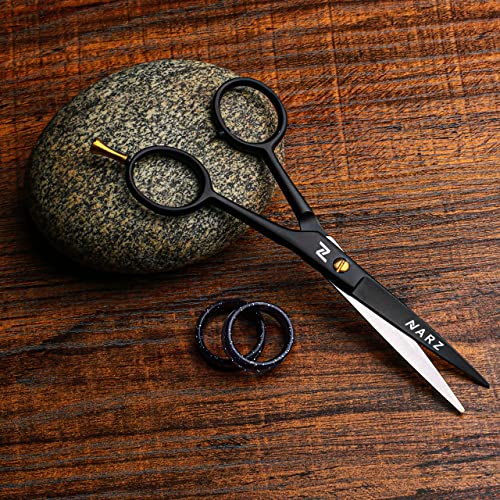 NARZ Professional Hairdressing Scissors for Barbers & Hairdressers 6" Stainless Steel Hair Cutting Scissors for Men & Women (Black)