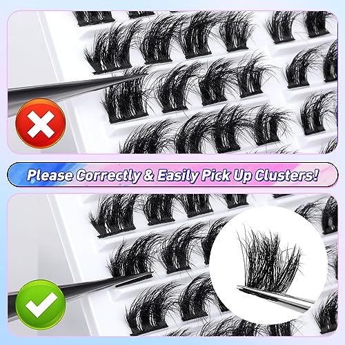 Individual Lashes Wispy Cluster Lashes D Curl Eyelashes Individual Fluffy Cluster Eyelash Extensions 11-16MM Fluffy Mink Lash Clusters DIY at Hom