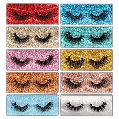 Newcally Lashes False Eyelashes Natural 3D Faux Mink Eye Lashes 10 Pairs 10 Styles Fluffy Wispy Fake Eyelashes Dramatic Handmade Reusable Lashes