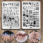 Nail Stamping Plates French Manicure Kit,2pcs Stripes Swirl Snake Patterns French Nail Stamp,14.5 * 9.5cm Big Stainless Steel Nail Art Stamping T