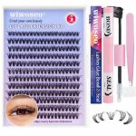 DIY Lash Extension Kit Cluster Lashes 240pcs Lash Cluster Individual Eyelash Extension Kit Natural D Curl Cluster Lash with Lash Bond and Seal, A