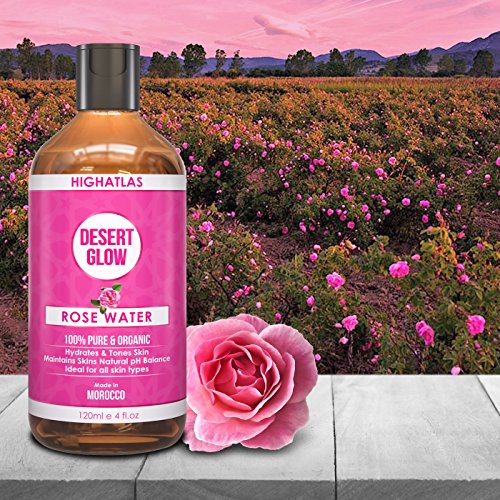 Pure Organic Rose Water by HighAtlas | Facial Toner Spray | 100% Moroccan Rosa Damascena Water | Alcohol-Free | Makeup Remover | Face Toner, Nour