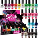 Splash 24 x Nail Polish Varnish Set 24 Different Modern Colours Quick Drying Flat Brush (Set A)