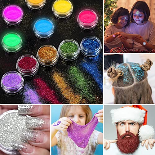 Glitter Tattoos for Kids, Temporary Tattoo Kit - 36 Colours Glitter, 182 Stencils, 6 Fluorescent, 215 Rhinestones, Skin Friendly Flash Make Up fo