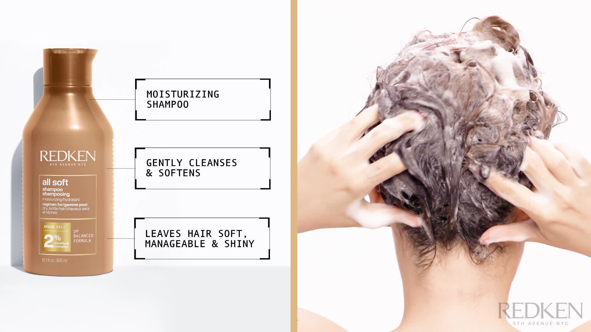 Redken Shampoo, For Dry Hair, Argan Oil, Intense Softness and Shine, All Soft