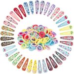 Hair Clips Hair Bands Set, Canvalite 40pcs Snap Girls Hair Clips and 100pcs Baby Girls Hair Bands for Girls Kids Baby, Hair Clips Girls for Fine