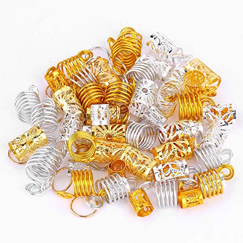 Homo Trends 90 Pcs Hair Jewelry Rings Clips Aluminum Dreadlocks Adjustable Metal Hair Bread Cuff for Braids Hair Accessories