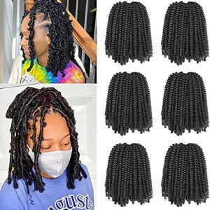 Xtrend 8 Inch 6Packs/lot Black Spring Twist Hair Afro Crochet Braids Curly Twists Synthetic Fluffy Spring Twist for Distressed Butterfly Locs Hai