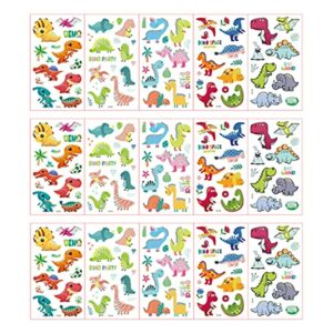 15 Sheets Dinosaur Luminous Temporary Tattoos Dinosaur Theme Glow Fake Tattoos Stickers for Kids Birthday Party Decorations Supplies