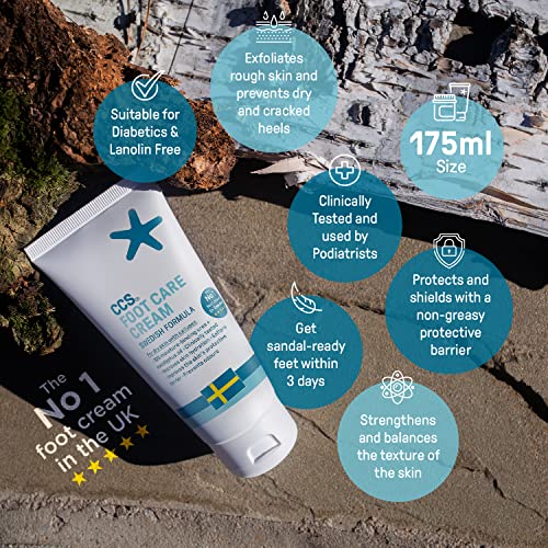 CCS Professional Foot Care Cream for Cracked Heels and Dry Skin - Foot Cream with 10% Urea and Eucalyptus Oil - Moisturise and Soften Hard, Rough