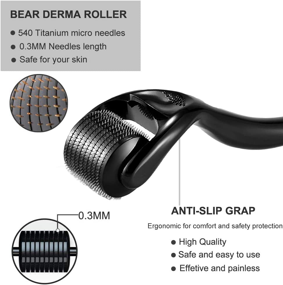 Beard Derma Roller for Beard Growth & Care - Derma Roller for Men - Roller for Home Use - OCHILIMA Beard Growth Roller 0.5mm - Hair Regrowth Micr