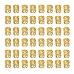 LEBQ 50 Pieces Aluminum Dread Locks Adjustable Metal Cuffs Dreadlocks Beads Braiding Hair Decorations (Gold)