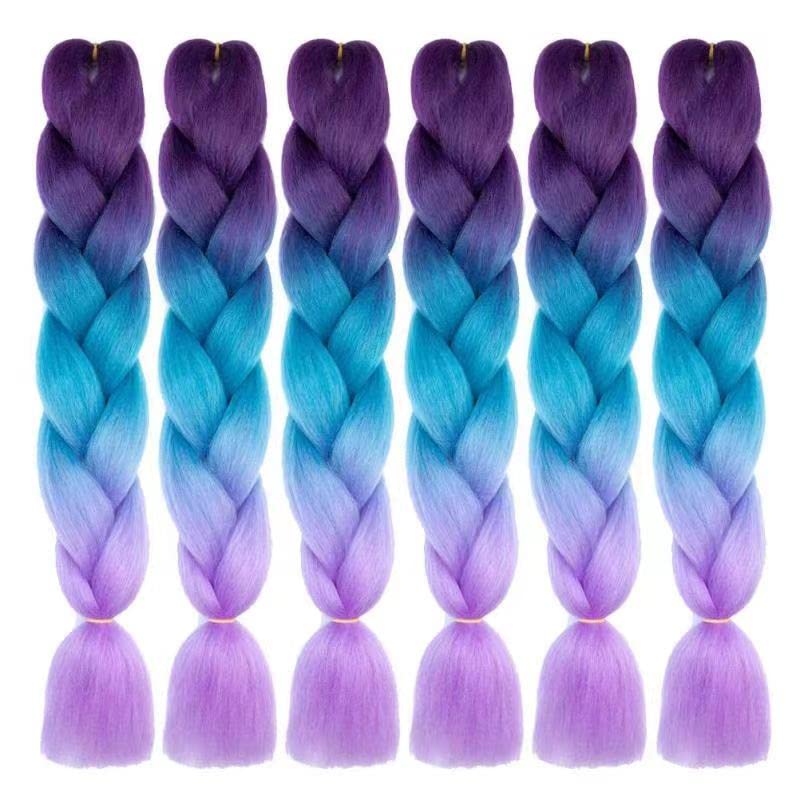 LDMY Hair for Braiding-Jumbo Braids, Long Colorful Ombre Pink Purple Jumbo Braiding Hair Extensions Kanekalon Jumbo Braid Wigs for Women Syntheti