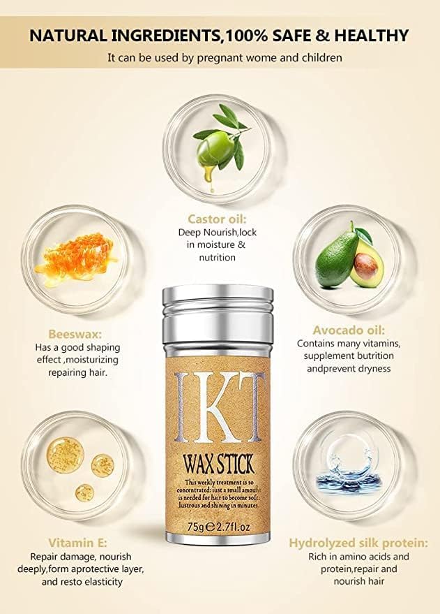 Hair Wax Stick | Styling Wax for Smooth Wigs, Slick Stick for Hair Non-greasy | Styling Hair Pomade Stick for Flyaways Edge Frizz Hair - 2.7 Oz