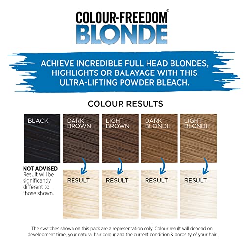 Colour Freedom Blonde Ultra high lift Hair Bleach powder and White Blonde Neutralising Toner pack. Up to 9 levels of lift, By Knight & Wilson